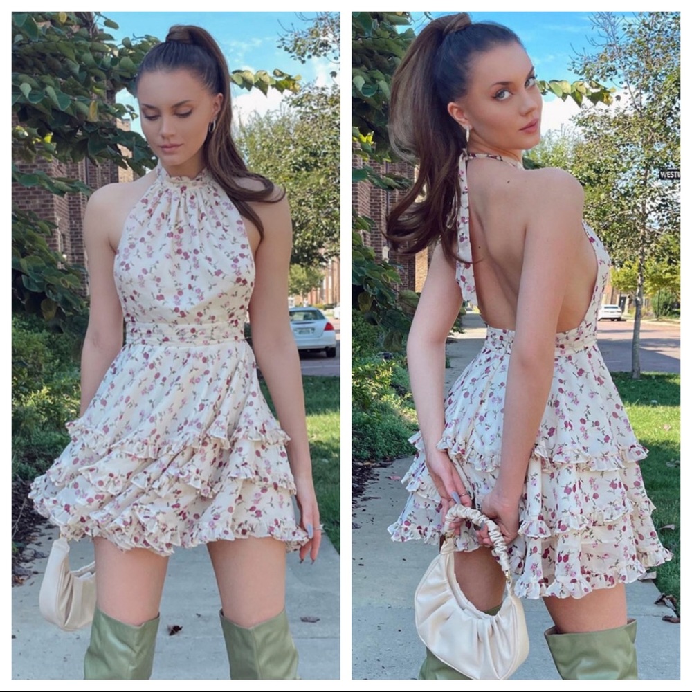 Floral Halter Neck Dress